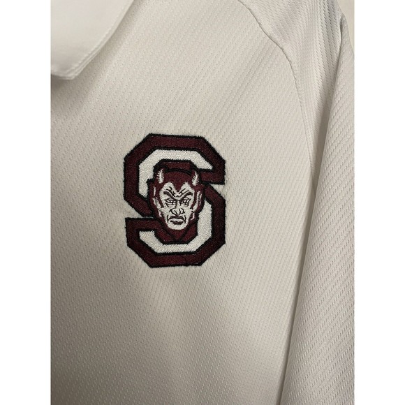 Nike DriFit Polo Shirt Mens Medium White Polyester College Sport Devil Football - Picture 3 of 4